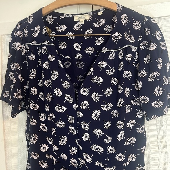 Fat Face Midi Dress Francis Daisy Floral Navy Blue Button Front Ditzy Modest 6 - Picture 7 of 12